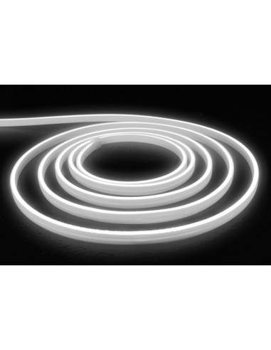 5m Pure White Neon Flex LED Strip (24V, 9W, 126 LEDs/m, Solid Glow, IP67)